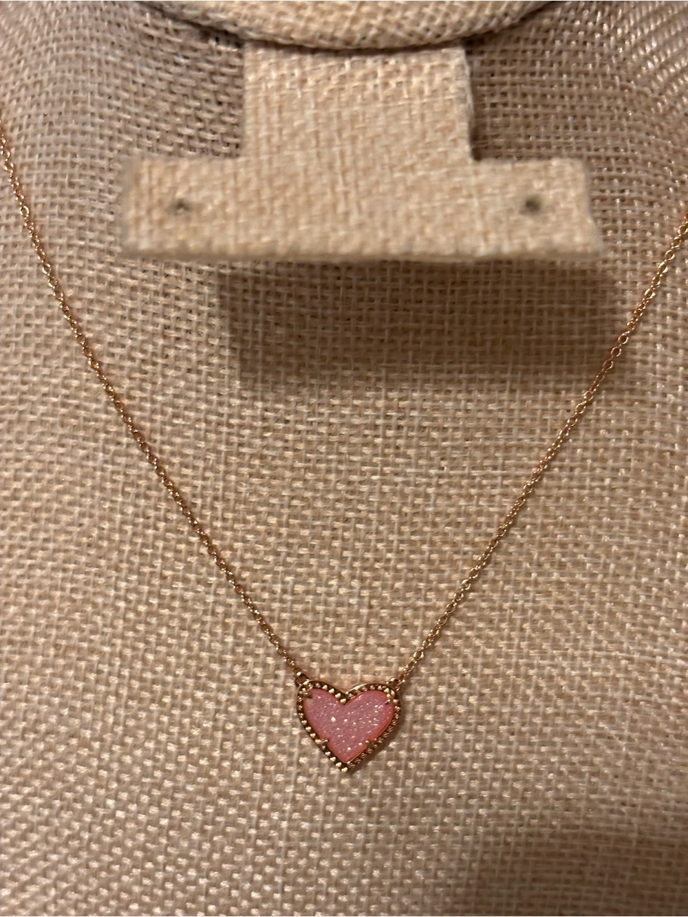 kate spade gold chain necklace with pink heart pendant